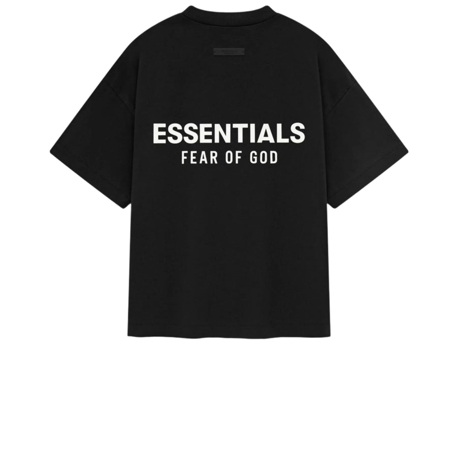 FEAR OF GOD ESSENTIALS KIDS JERSEY CREWNECK TEE BLACK FW24