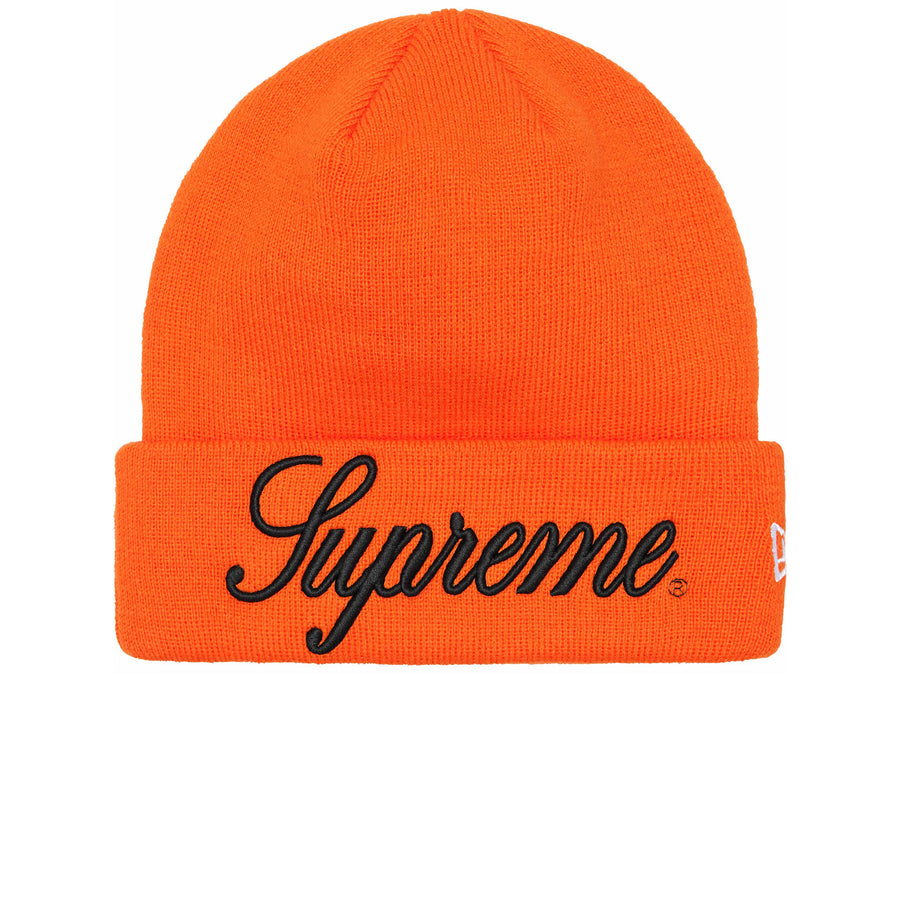 SUPREME NEW ERA SCRIPT BEANIE ORANGE FW24