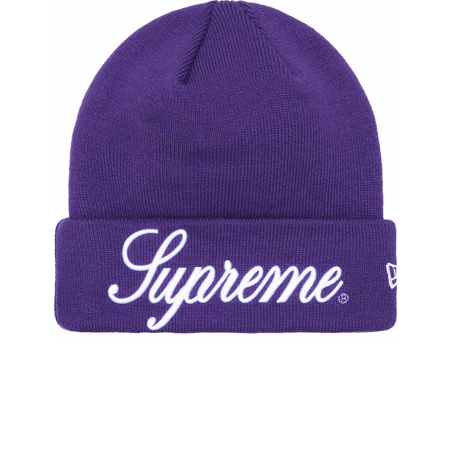 SUPREME NEW ERA SCRIPT BEANIE PURPLE FW24