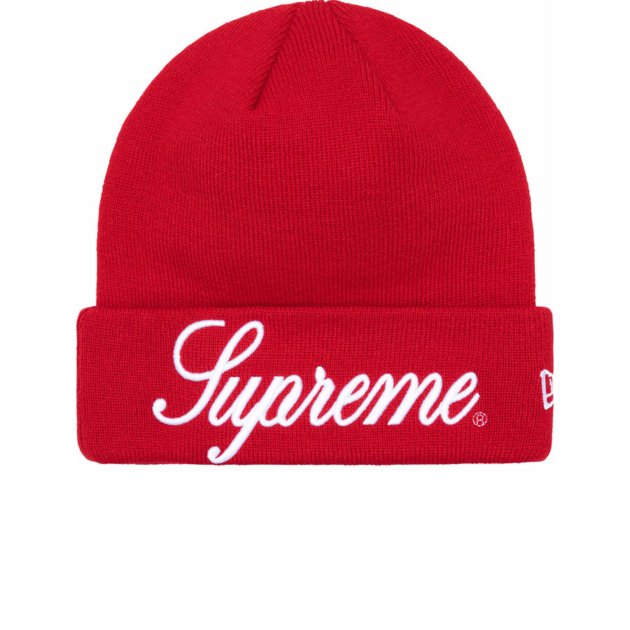 SUPREME NEW ERA SCRIPT BEANIE RED FW24