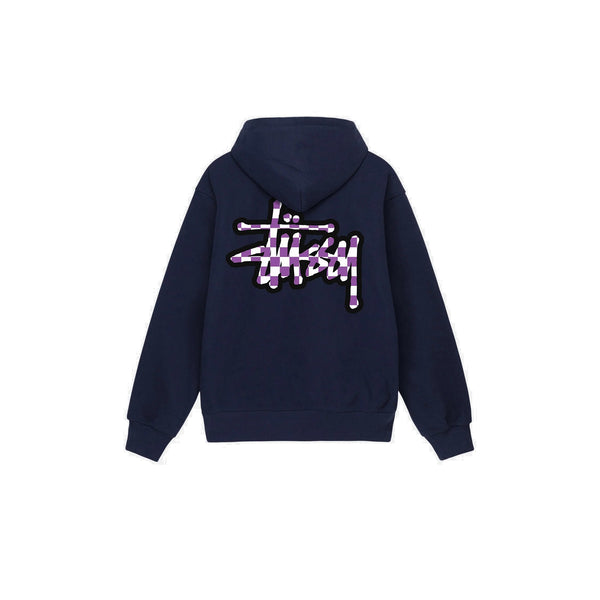 STUSSY CHECKER STOCK HOODIE NAVY - Stay Fresh