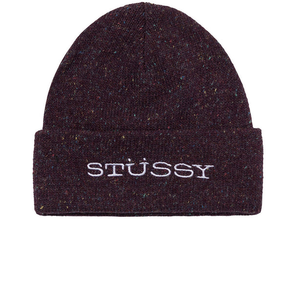 STUSY SPECKLED SS-LINK CUFF BEANIE BURGUNDY - HealthdesignShops