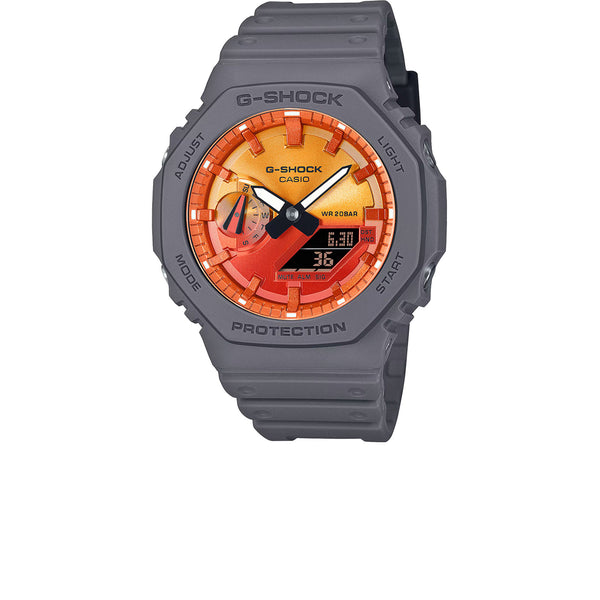 CASIO G-SHOCK ANALOG-DIGITAL 2100 SERIES BOLD ORANGE GREY GA-2100FL-8A