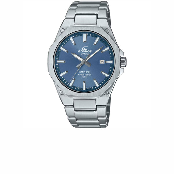 CASIO 3-HAND ANALOG SAPPHIRE CRYSTAL EDIFICE SLIM SILVER EFRS108D-2A