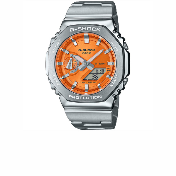 CASIO G-SHOCK G-STEEL 2100 SERIES SILVER ORANGE GM-2110D-4A