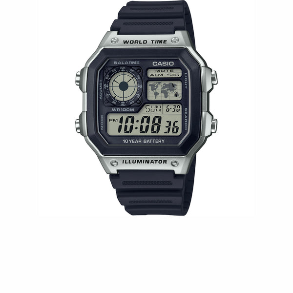 CASIO DIGITAL SILVER BLACK AE-1200WH-1C