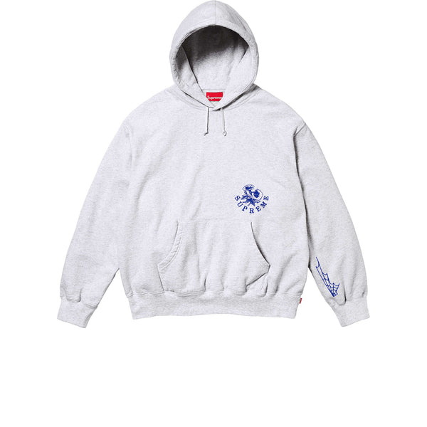 SUPREME WILD EMBROIDERED HOODED SWEATSHIRT ASH GREY FW24