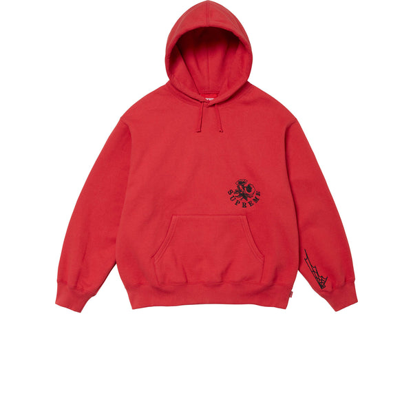 SUPREME WILD EMBROIDERED HOODED SWEATSHIRT BURNT RED FW24