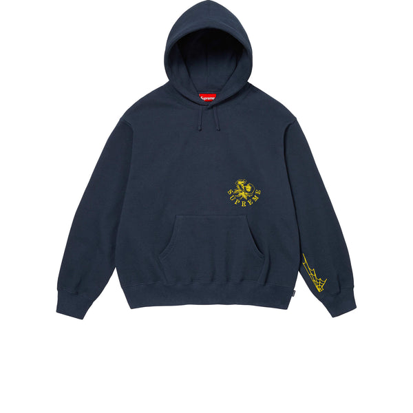 SUPREME WILD EMBROIDERED HOODED SWEATSHIRT NAVY FW24