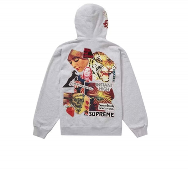 SUPREME INSTANT HIGH PATCHES HOODED SWEATSHIRT ASH GREY SS22