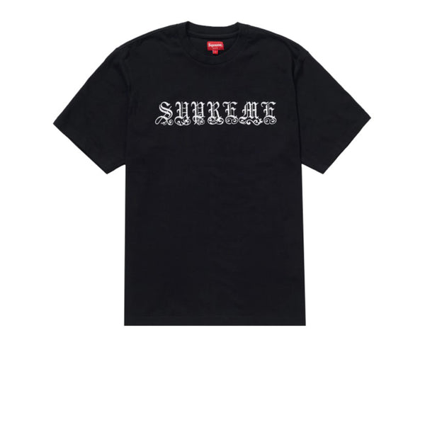 SUPREME OLD ENGLISH RHINESTONE S/S TOP BLACK SS21 - Stay Fresh