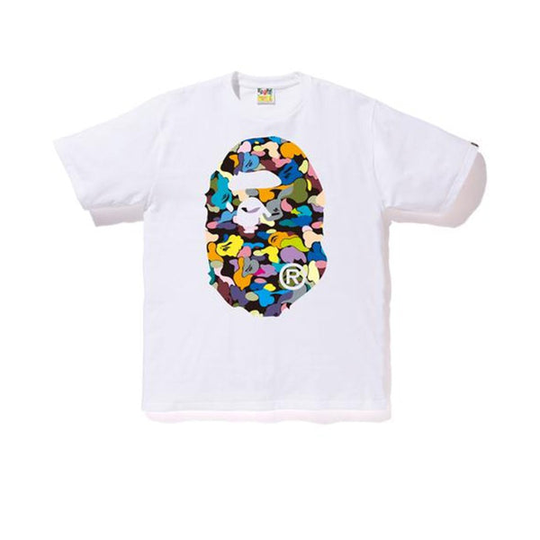 BAPE MULTI CAMO BIG APE HEAD TEE WHITE BLACK - Stay Fresh