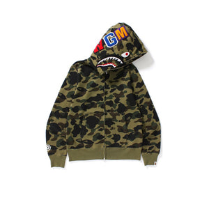 BAPE 1ST CAMO SHARK WGM FULL ZIP HOODIE DARK GREEN SS19 Stay Fresh