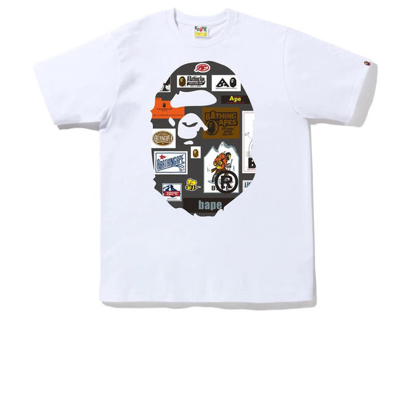 BAPE MULTI LABEL BIG APE HEAD TEE WHITE FW22