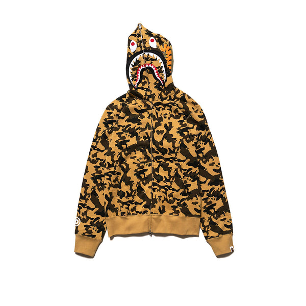 BAPE DESERT CAMO SHARK FULL ZIP HOODIE YELLOW FW18