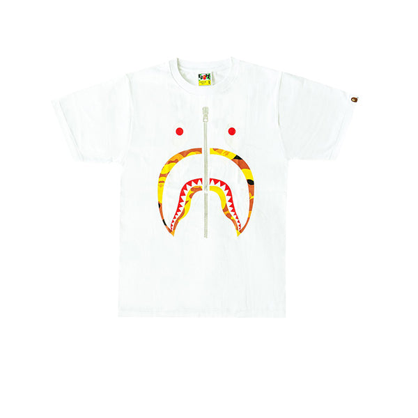 BAPE 1ST CAMO SHARK TEE WHITE ORANGE - Stay Fresh