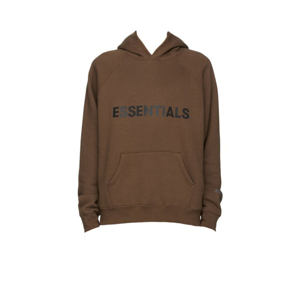 FEAR OF GOD ESSENTIALS 3D SILICON APPLIQUE PULLOVER HOODIE BROWN