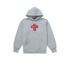 SUPREME CROSS BOX LOGO HOODED SWEATSHIRT HEATHER