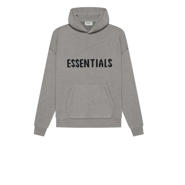 FEAR OF GOD ESSENTIALS KNIT HOODIE DARK HEATHER OATMEAL 2021