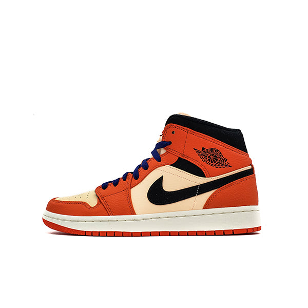 Jordan 1 mid orange on sale black