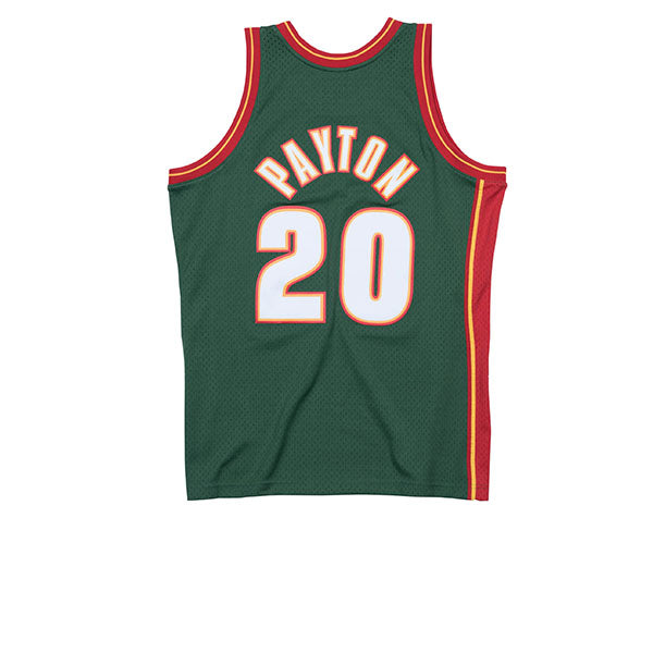 MITCHELL & NESS NBA HARDWOOD CLASSIC SWINGMAN SEATTLE SUPERSONICS GARY PAYTON ROAD 1995-96 JERSEY GREEN