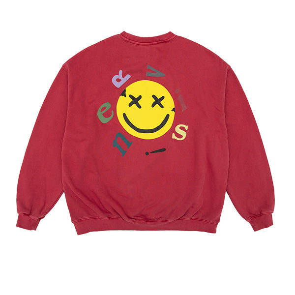 NERVIS RED SMILE PUFF-PRINT SWEATER