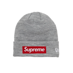 NEW ERA X SUPREME BOX LOGO BEANIE HEATHER GREY FW18 - Stay Fresh