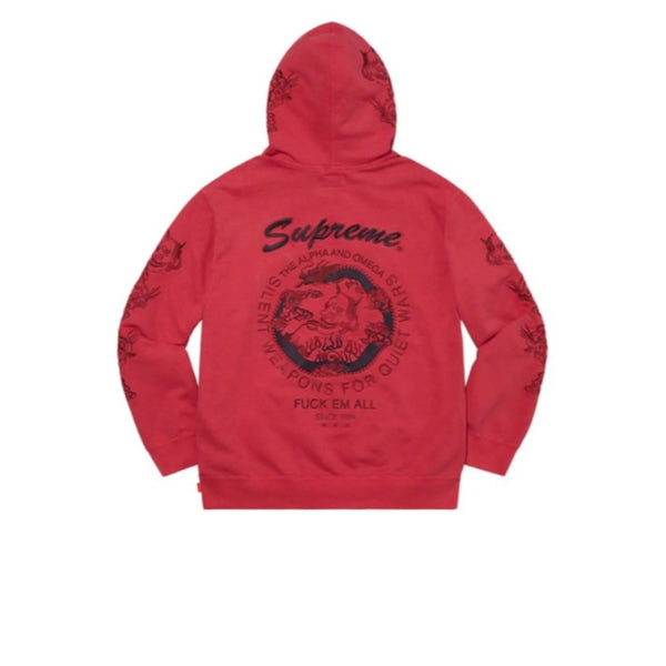 SUPREME DRAGON OVERDYED HOODED SWEATSHIRT RED SS20 - Stay Fresh