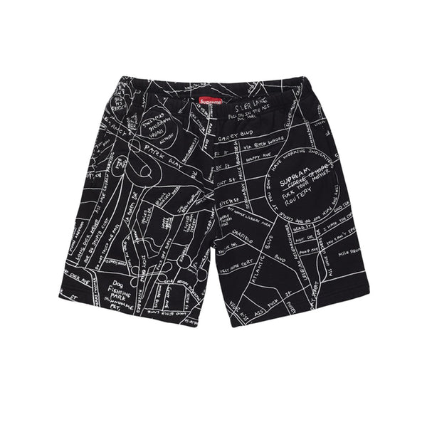 SUPREME GONZ EMBROIDERED MAP SWEATSHORT BLACK SS19