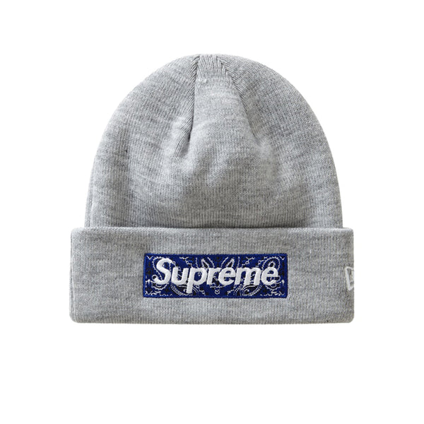 NEW ERA X SUPREME BOX LOGO BEANIE HEATHER GREY FW19 - Stay Fresh