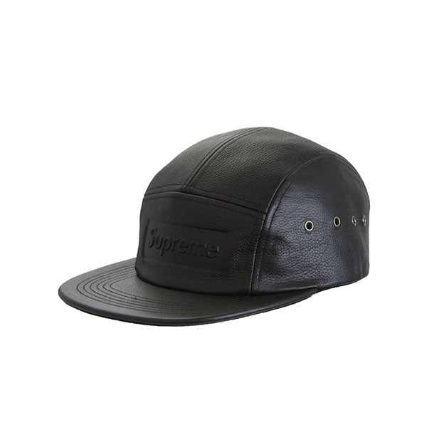 SUPREME PEBBLED LEATHER CAMP CAP BLACK SS19 - Stay Fresh