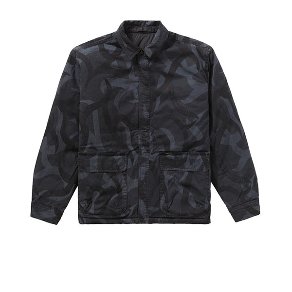 SUPREME REVERSIBLE PUFFY WORK JACKET BLACK TRIBAL FW19