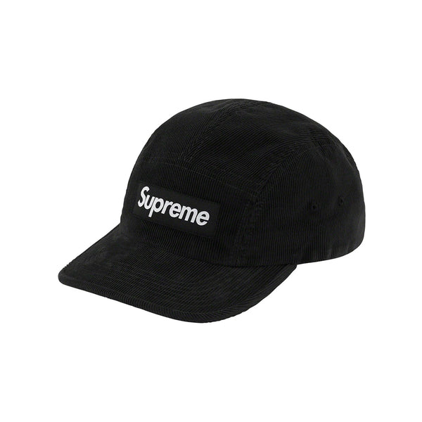 SUPREME FINE WALE CORDUROY CAMP CAP BLACK SS21 - Stay Fresh