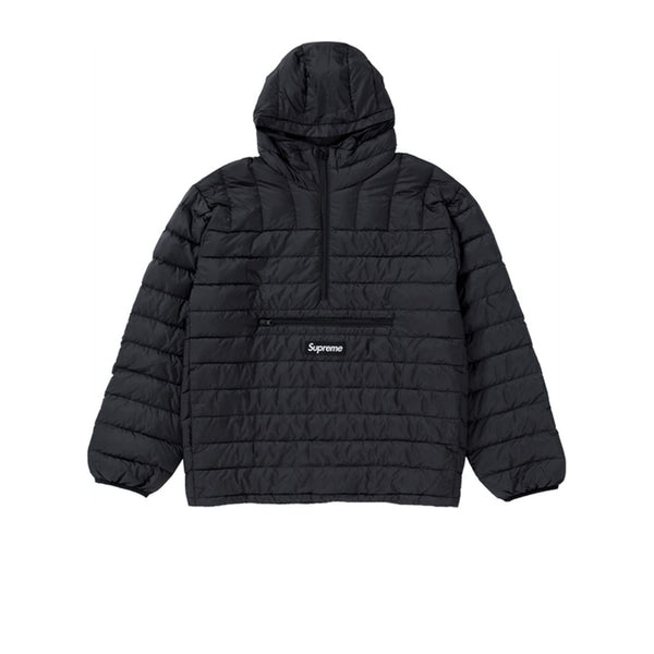 SUPREME MICRO DOWN HALF ZIP HOODED PULLOVER BLACK FW20