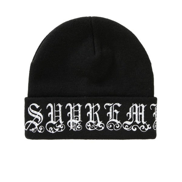 SUPREME OLD ENGLISH RHINESTONE BEANIE BLACK SS21