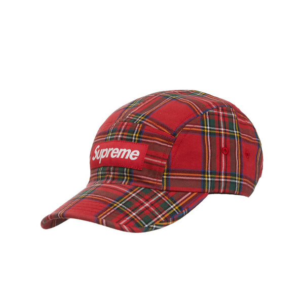 SUPREME WASHED CHINO TWILL CAMP CAP RED TARTAN FW20
