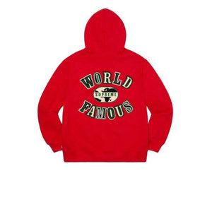 SUPREME WORLD FAMOUS ZIP UP HOODED SWEATSHIRT RED SS20