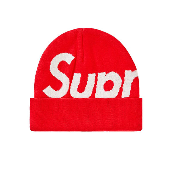 SUPREME BIG LOGO BEANIE RED FW19