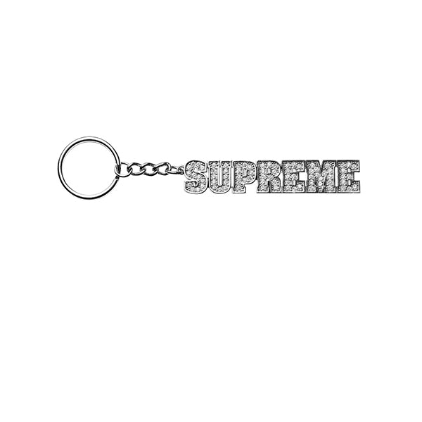 SUPREME BLOCK LOGO KEYCHAIN SILVER
