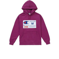 SUPREME CHAMPION LABEL HOODED SWEATSHIRT PURPLE FW18 Stay Fresh