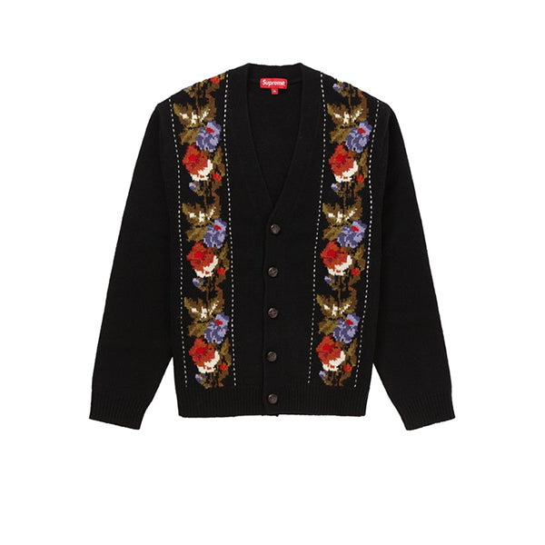 SUPREME FLORAL STRIPE CARDIGAN BLACK FW19