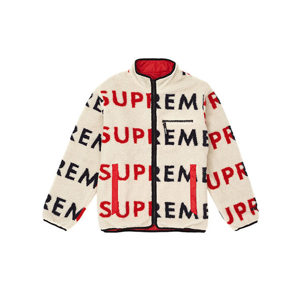 Supreme reversible logo fleece jacket natural Clearance