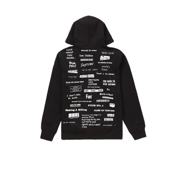 supreme 19AW Stop Crying Hooded BLACK