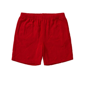 SUPREME TERRY JACQUARD LOGO SHORTS RED SS19 - Stay
