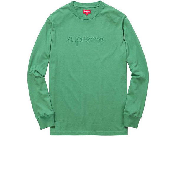SUPREME TONAL EMBROIDERED L/S TEE GREEN SS16