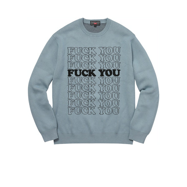 SUPREME HYSTERIC GLAMOUR FUCK YOU SWEATER LIGHT BLUE FW17 - Stay Fresh