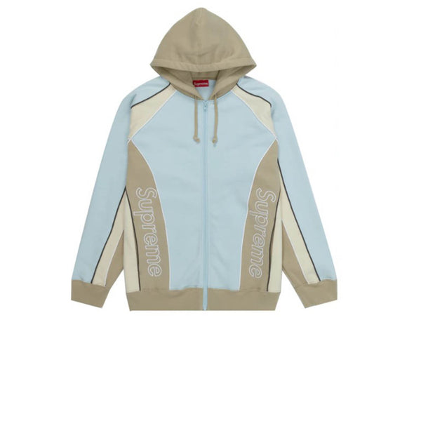 SUPREME TRACK PANELED ZIP UP HOODED SWEATSHIRT PALE BLUE FW21