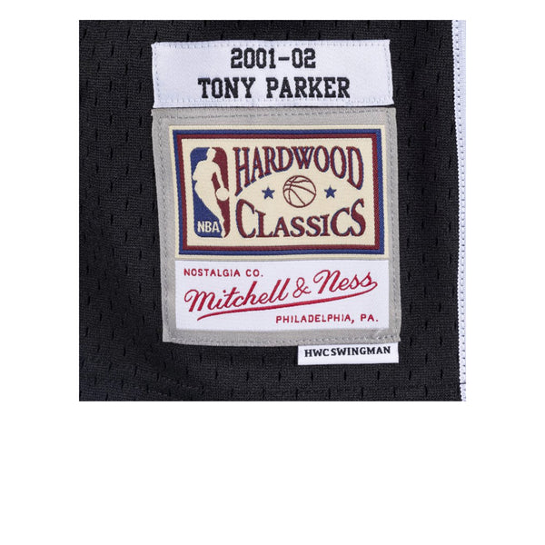 MITCHELL & NESS NBA HARDWOOD CLASSIC SWINGMAN SAN ANTONIO SPURS TONY PARKER 2001-02 JERSEY BLACK