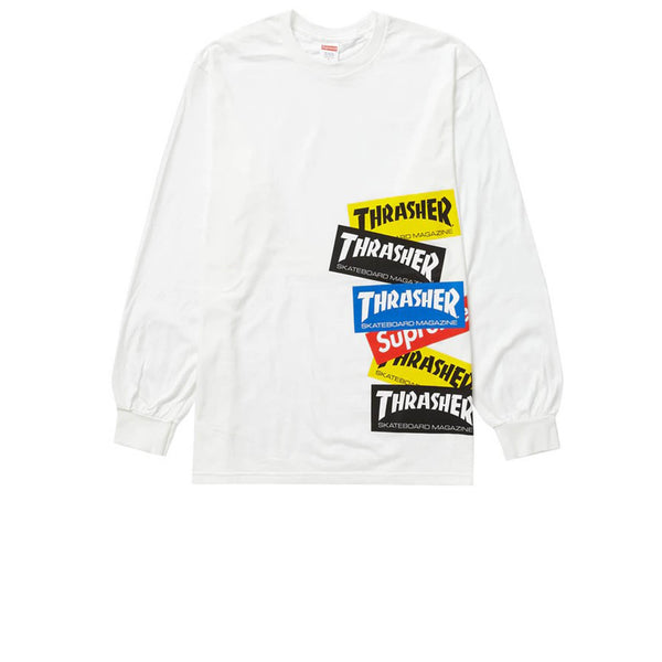 SUPREME THRASHER MULTI LOGO L/S TEE WHITE FW21