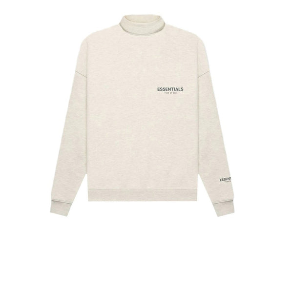 FEAR OF GOD ESSENTIALS MOCKNECK SWEATSHIRT LIGHT HEATHER OATMEAL